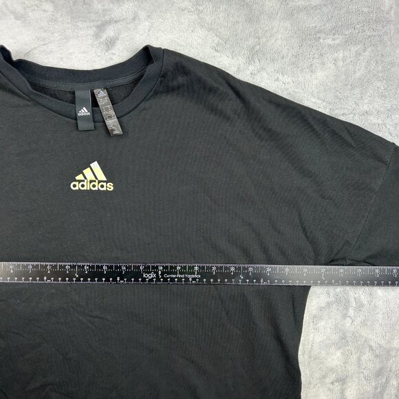 Adidas Sweatshirt Womens XL Black Crop Top Long Sleeve T Shirt Logo Active - Picture 14 of 15